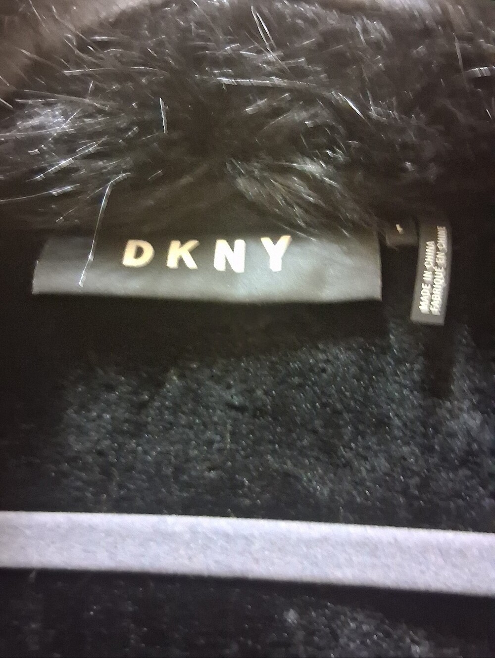 DKNY Black Faux Suede & Faux Fur Collar Moto Jacket - Size L - Picture 5 of 7